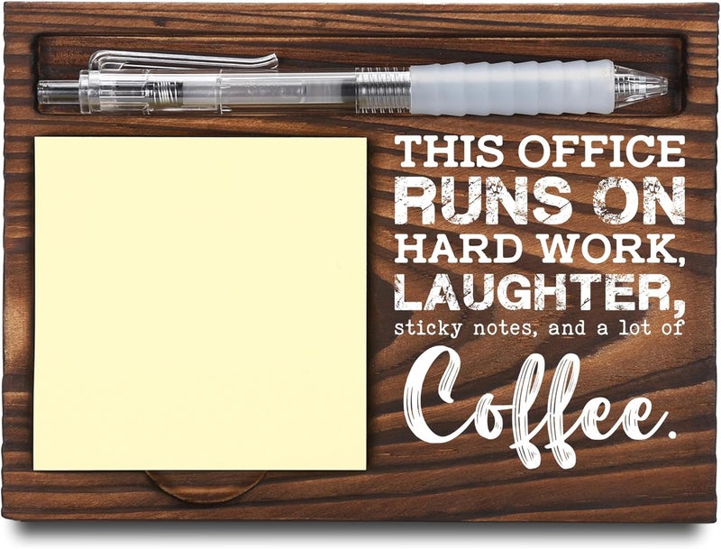 FTONENI Funny Office Gifts for Coworkers, Team Gifts for Employees, Appreciation Gifts for Coworker, Sticky Note Holder, Post-it Note Dispenser for Desk, Wooden Post-it Note & Pen Holder 6.5" x 4.7" - FTA122 - Image 1